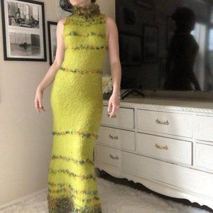 Green Mohair Vintage maxi turtleneck sleeveless